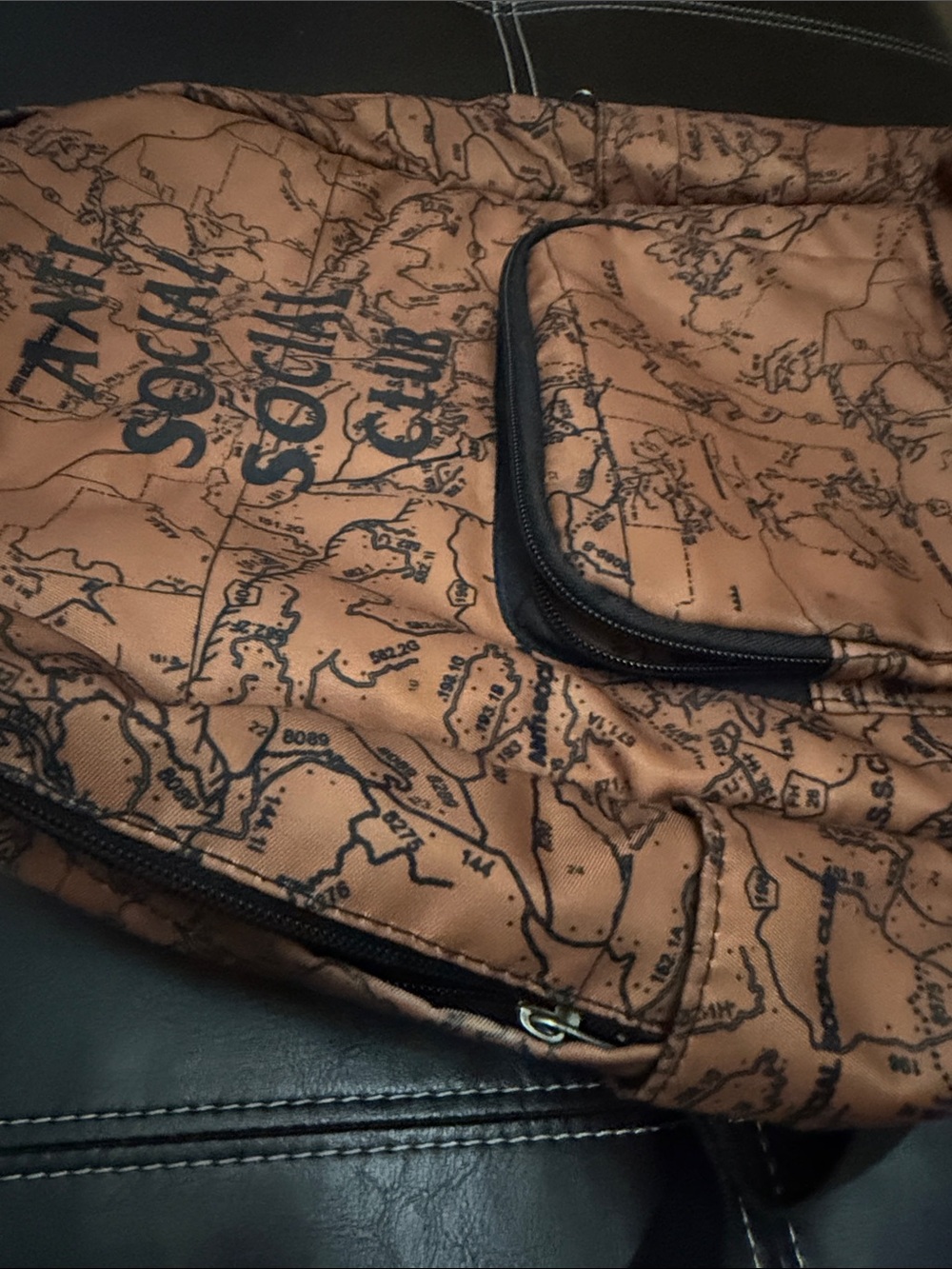 Anti Social Social Club Tan Map-Print Backpack - Picture 8 of 8
